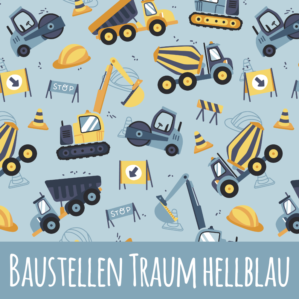 Baustellen Traum hellblau Bio Jersey