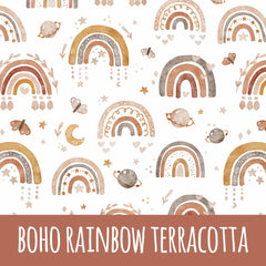 Boho rainbow terracotta Bio Rib-Jersey 20cm Stoffreste 15,3€/m