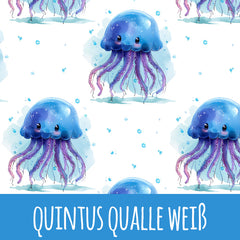 Quintus Qualle weiß Bio Sommersweat 50cm Stoffrest 20,61€/m