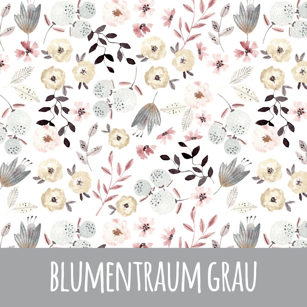 Blumentraum grau Baumwolle - Mamikes