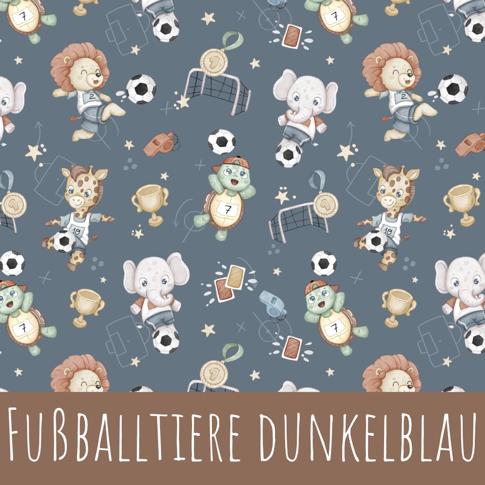 Fußballtiere dunkelblau Vorbestellung (Stoffart wählbar) - Mamikes