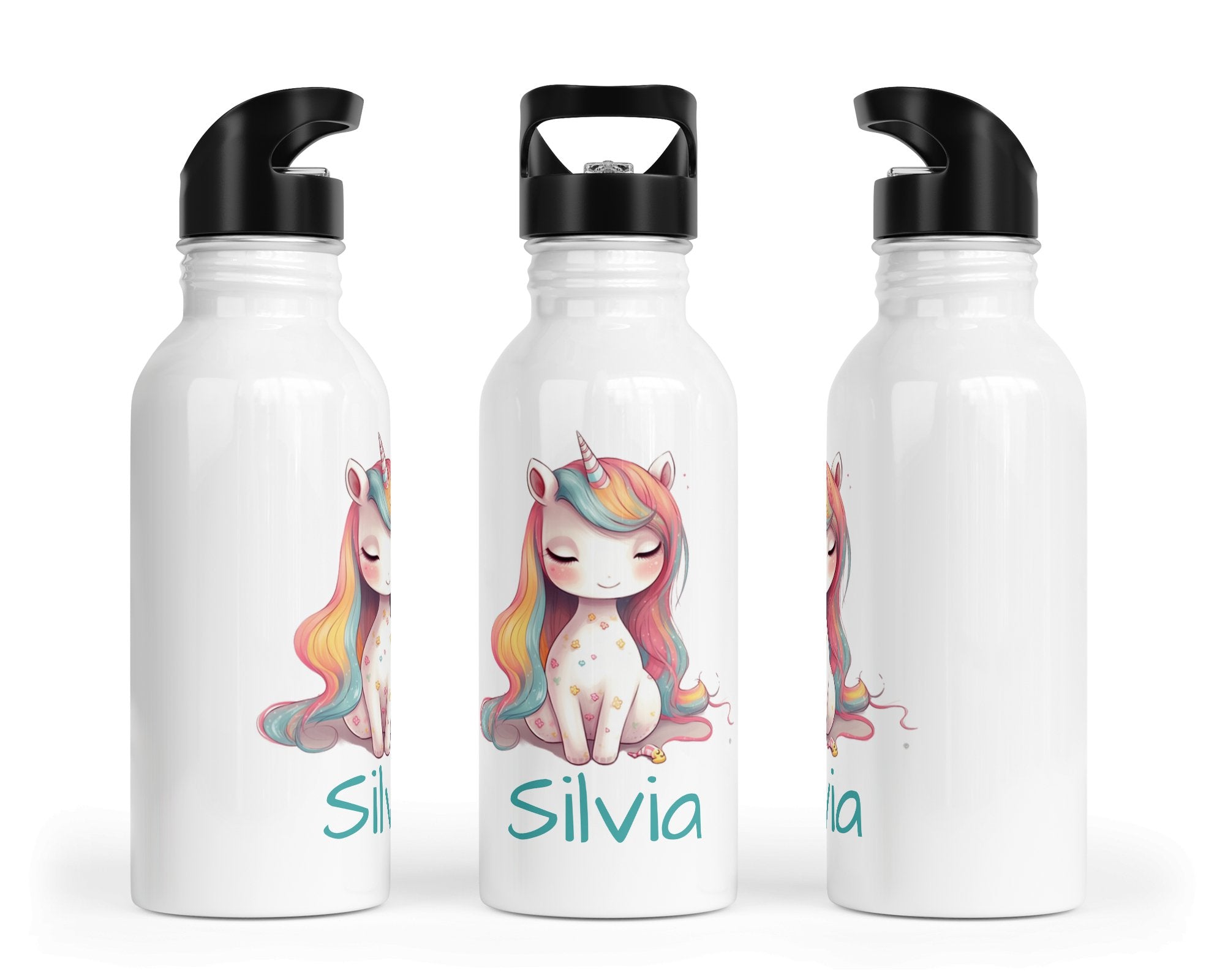 Personalisierte Edelstahl Trinkflasche 87.rainbow unicorn - Mamikes