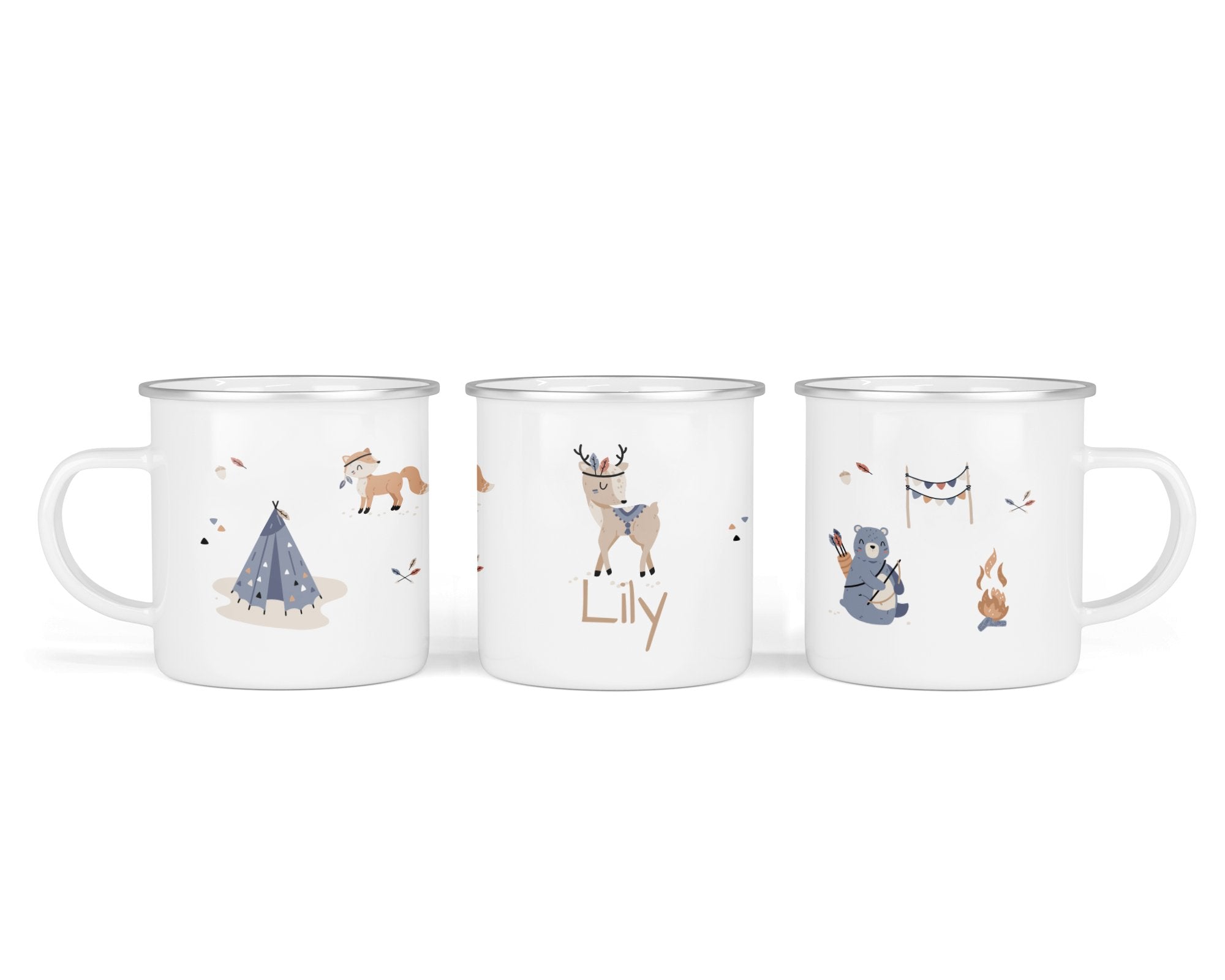 Personalisierte Emailletasse 11.woodland animals - Mamikes