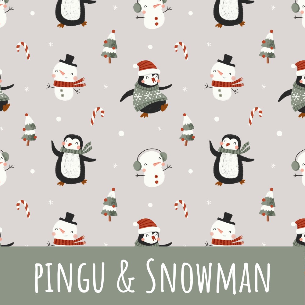 Pingu and snowman Vorbestellung (Stoffart wählbar) - Mamikes