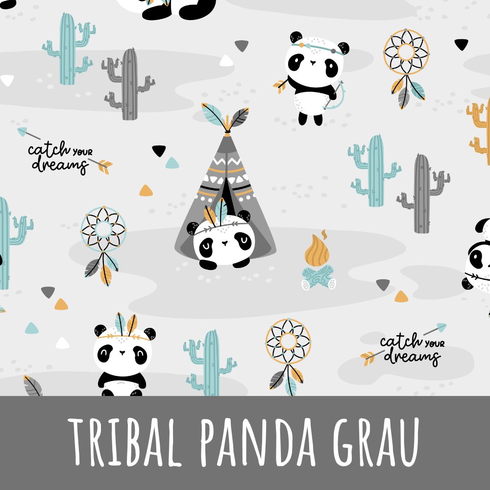 Tribal panda grau Baumwolle - Mamikes