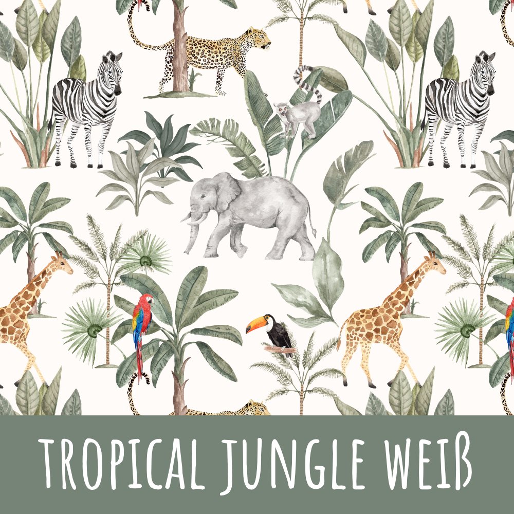 Tropical jungle weiß Vorbestellung (Stoffart wählbar) - Mamikes