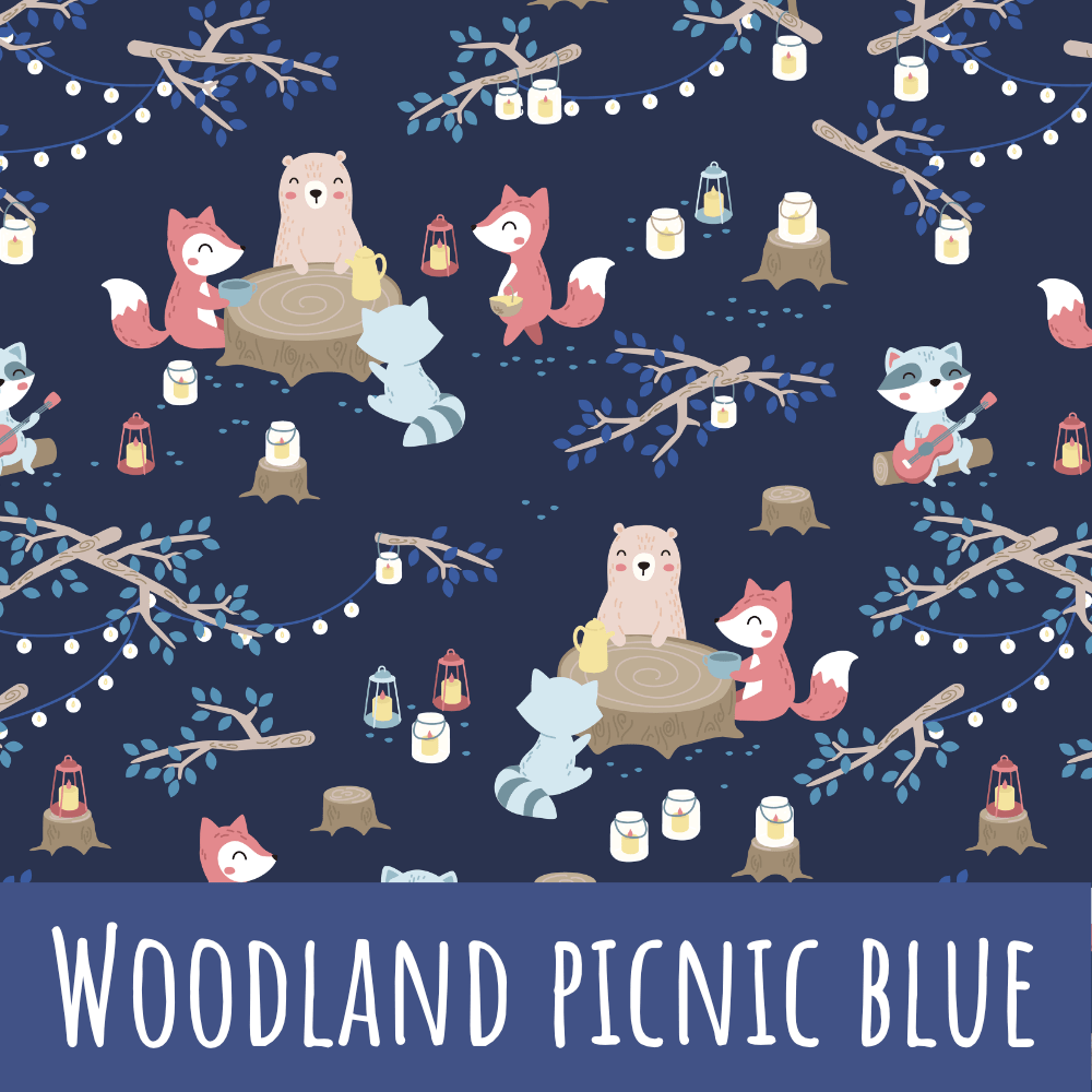 Woodland picnic darkblue Baumwolle - Mamikes